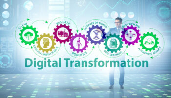 Concept of digital transformation with businessman